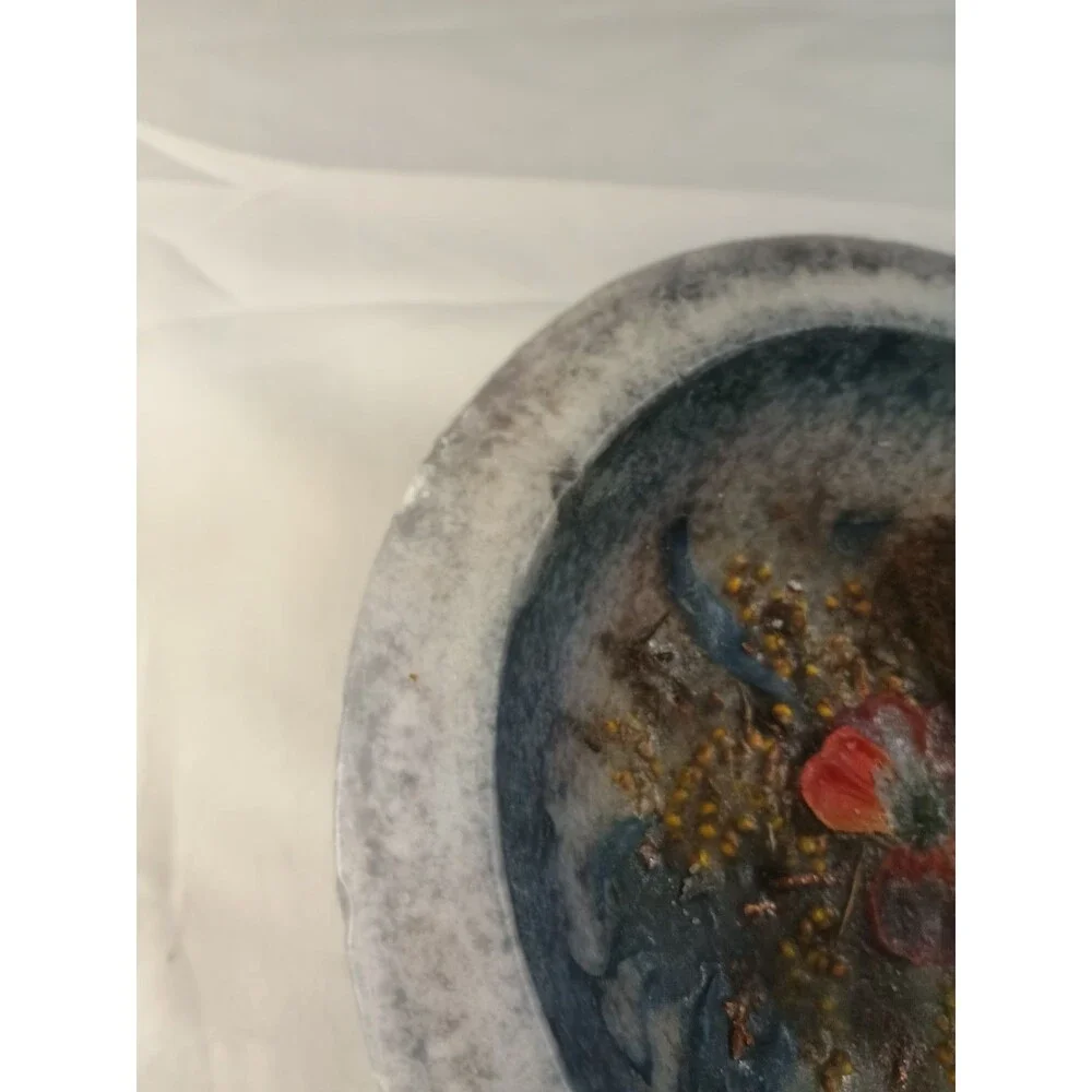 Habersham Candle Company Blue Wax Pottery Vessel W Pressed Flowers Flameless - Picture 7 of 11
